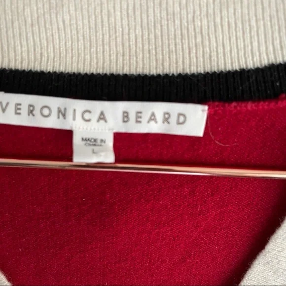 Veronica Beard Barrett Red Varsity Cashmere Sweater